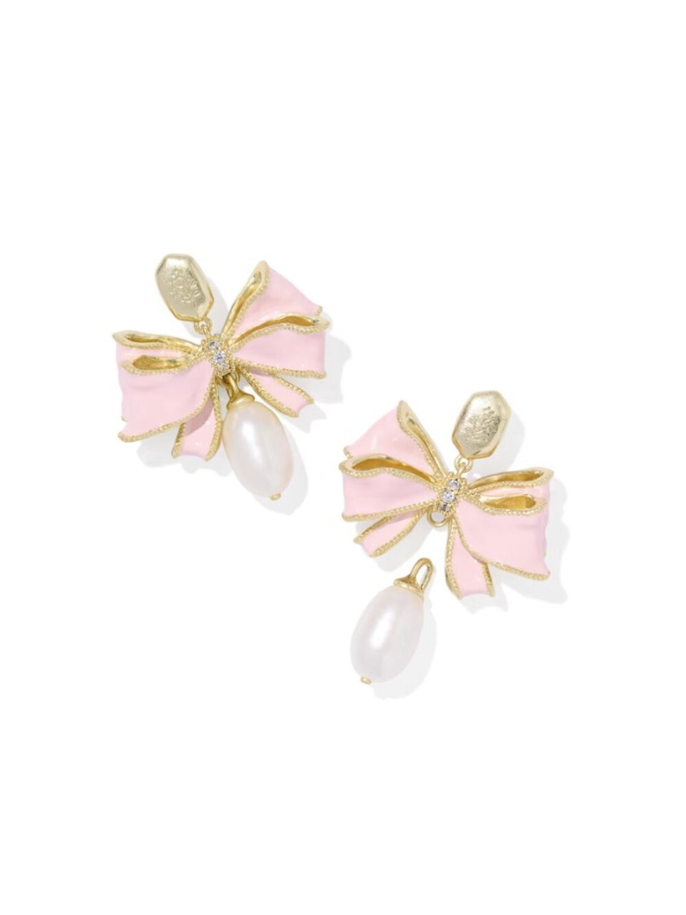 Kendra Scott x LoveShackFancy Pearl Bow Gold Statement Earrings